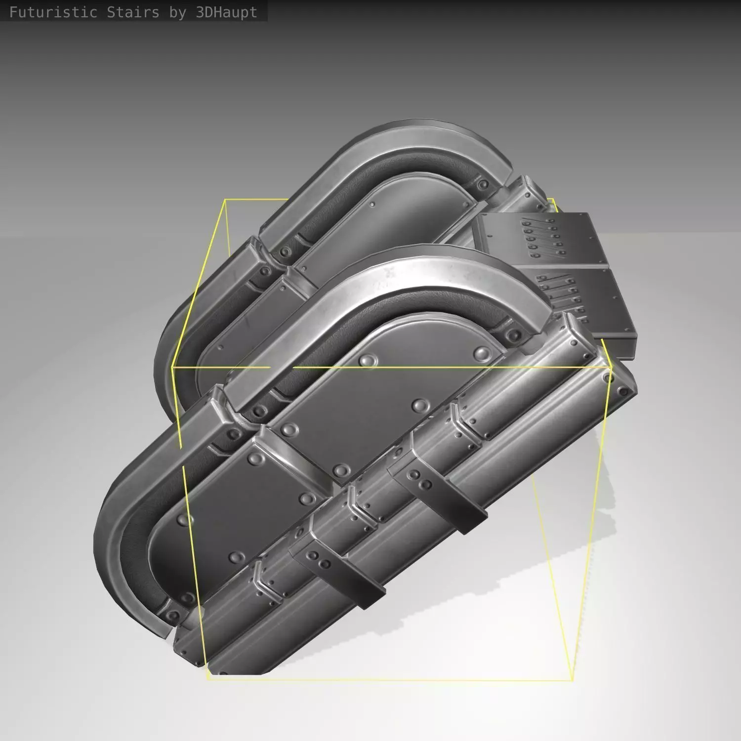 Futuristic Stairs - 31 - Basic Textures Low-poly 3D model_0