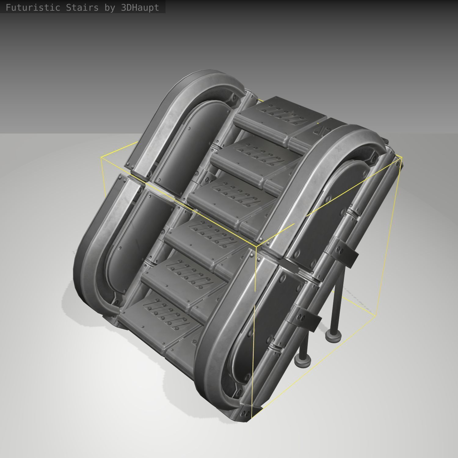 Futuristic Stairs - 31 - Basic Textures Low-poly 3D model_24