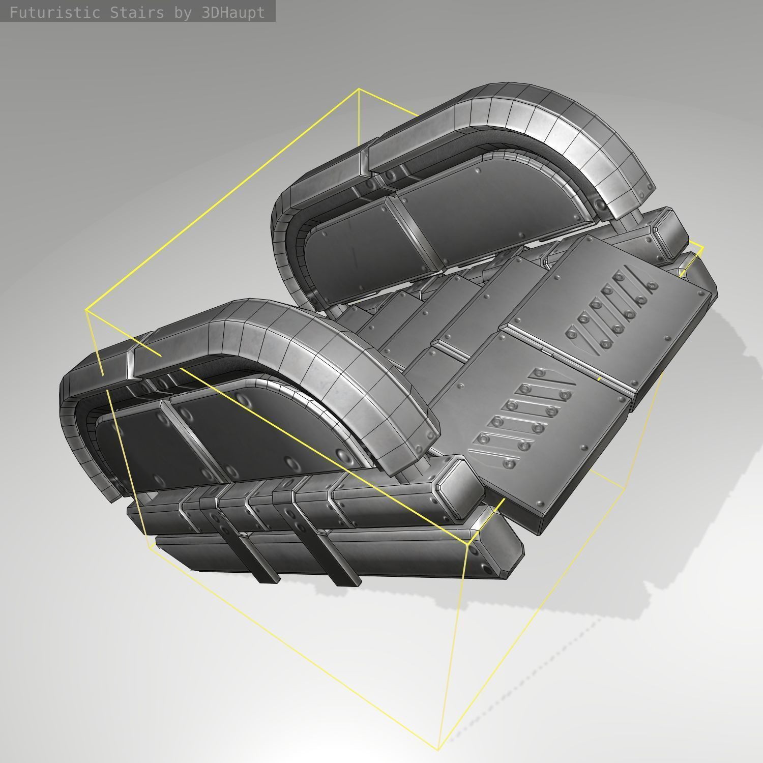 Futuristic Stairs - 31 - Basic Textures Low-poly 3D model_16