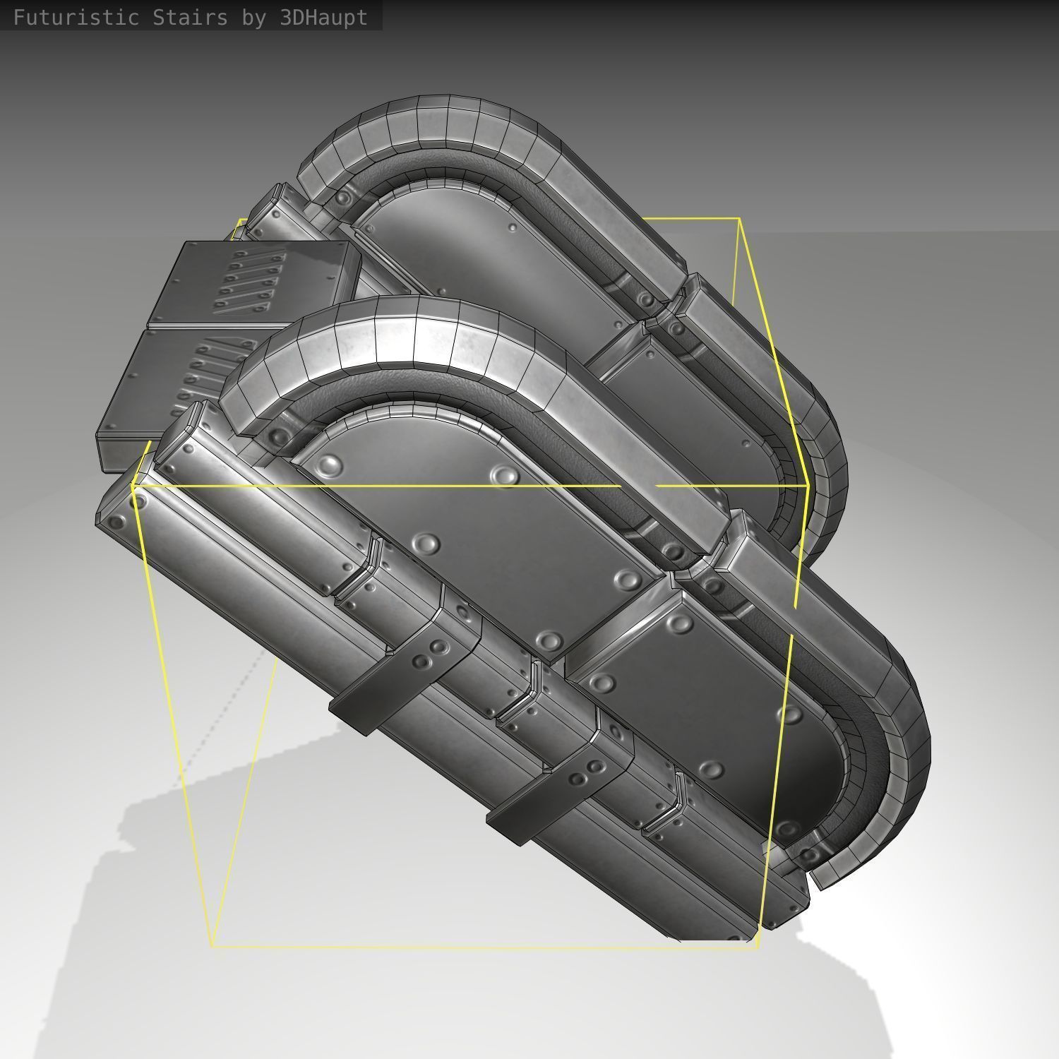 Futuristic Stairs - 31 - Basic Textures Low-poly 3D model_4