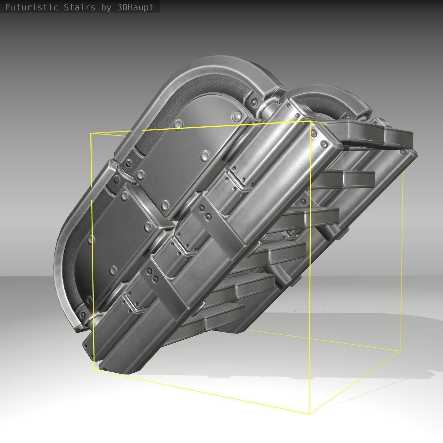 Futuristic Stairs - 31 - Basic Textures Low-poly 3D model_9
