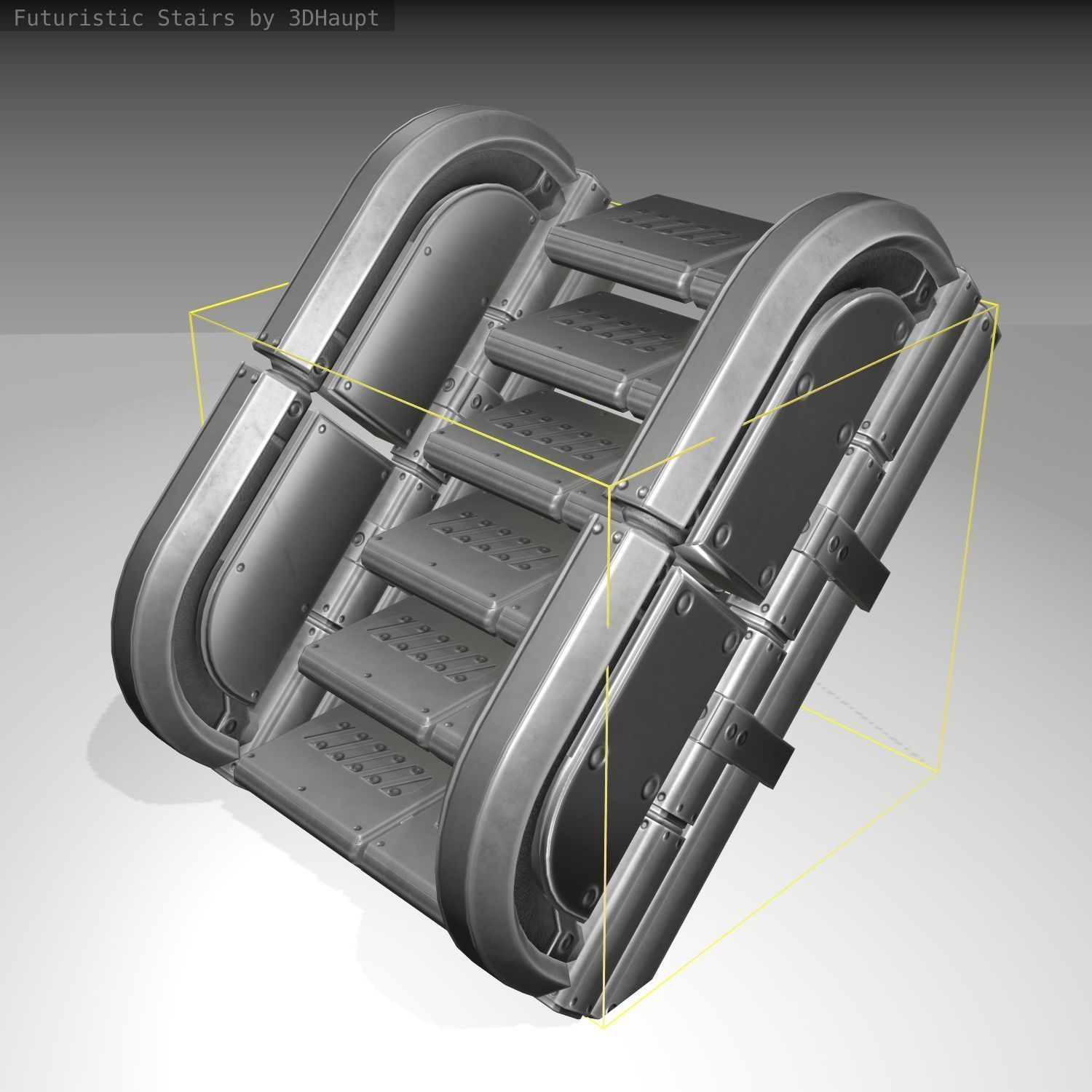 Futuristic Stairs - 31 - Basic Textures Low-poly 3D model_7