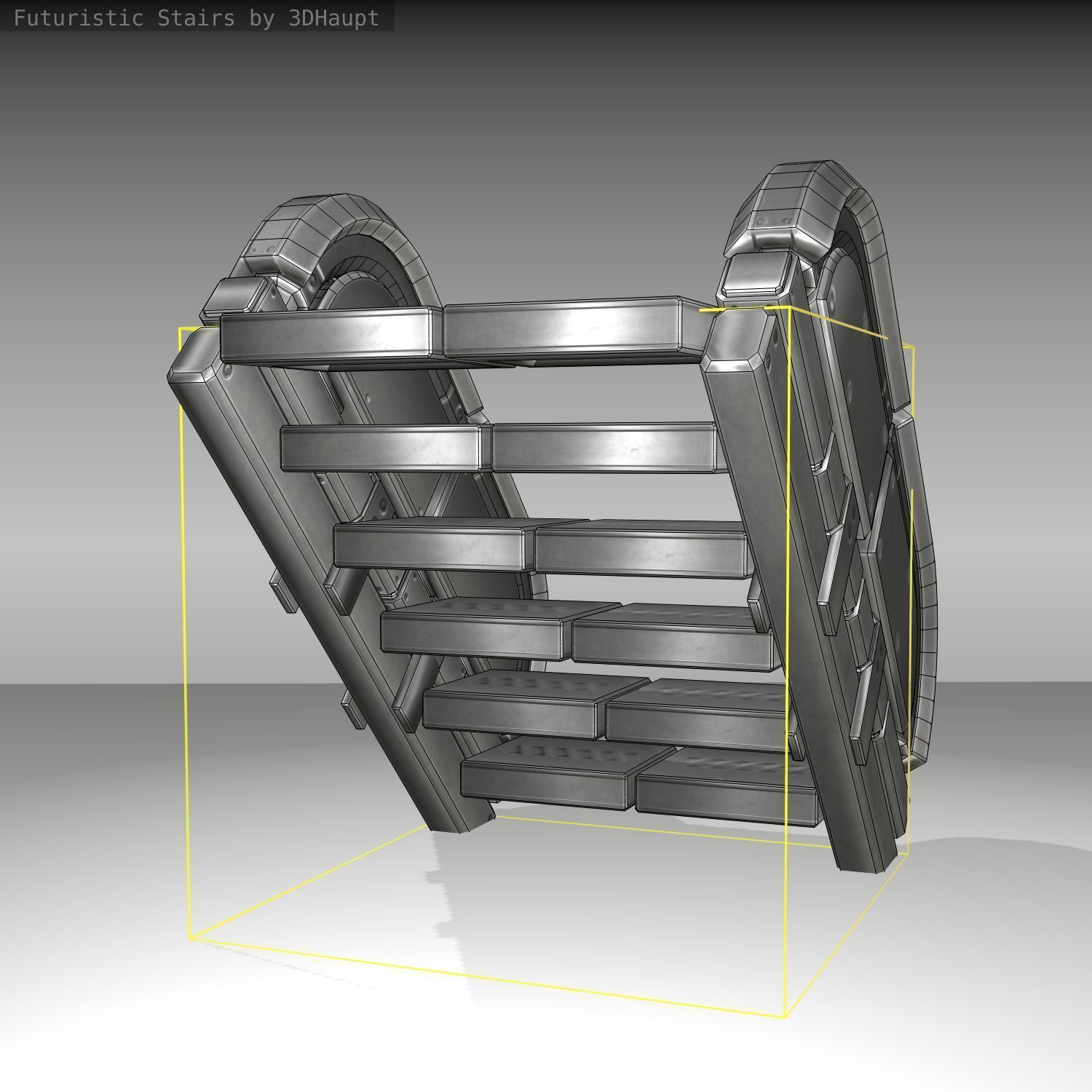 Futuristic Stairs - 31 - Basic Textures Low-poly 3D model_10