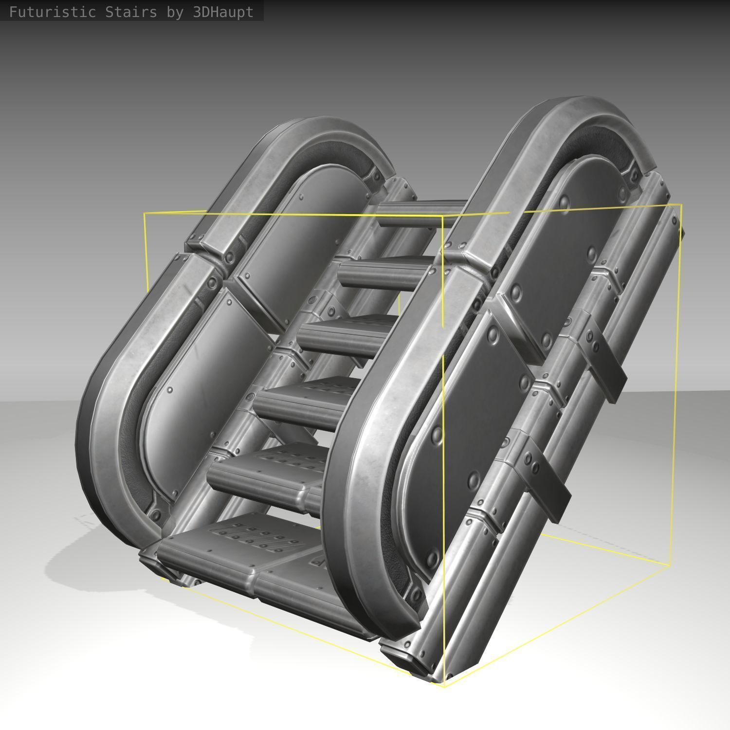 Futuristic Stairs - 31 - Basic Textures Low-poly 3D model_22