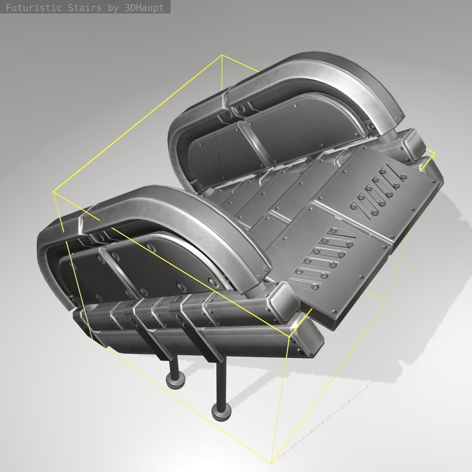 Futuristic Stairs - 32 - Basic Textures Low-poly 3D model_17