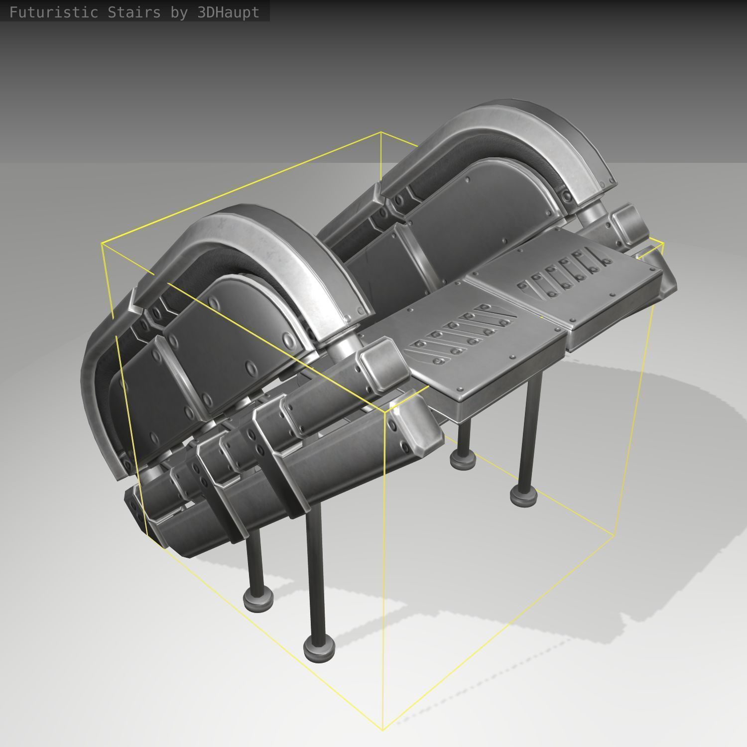 Futuristic Stairs - 32 - Basic Textures Low-poly 3D model_2