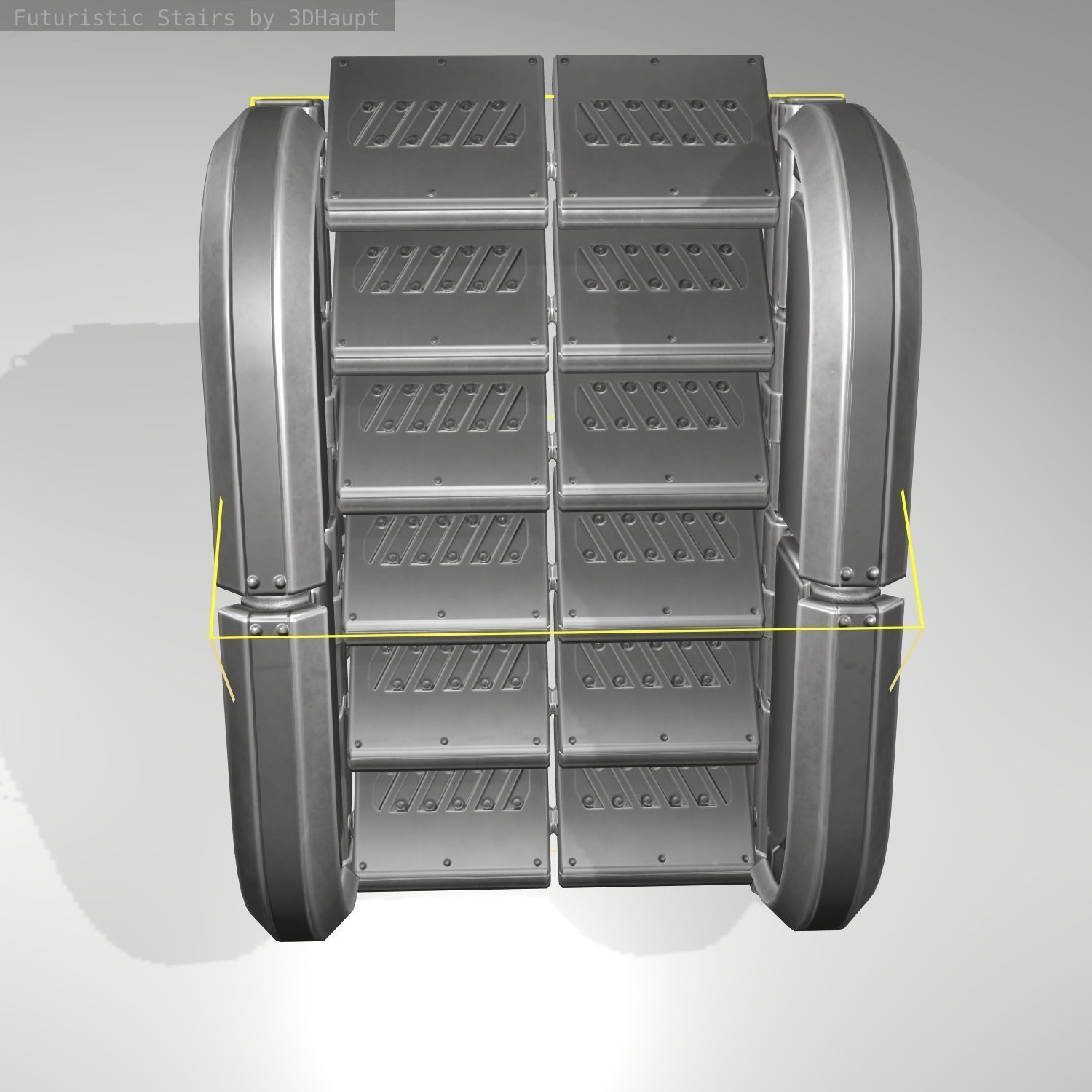 Futuristic Stairs - 32 - Basic Textures Low-poly 3D model_28