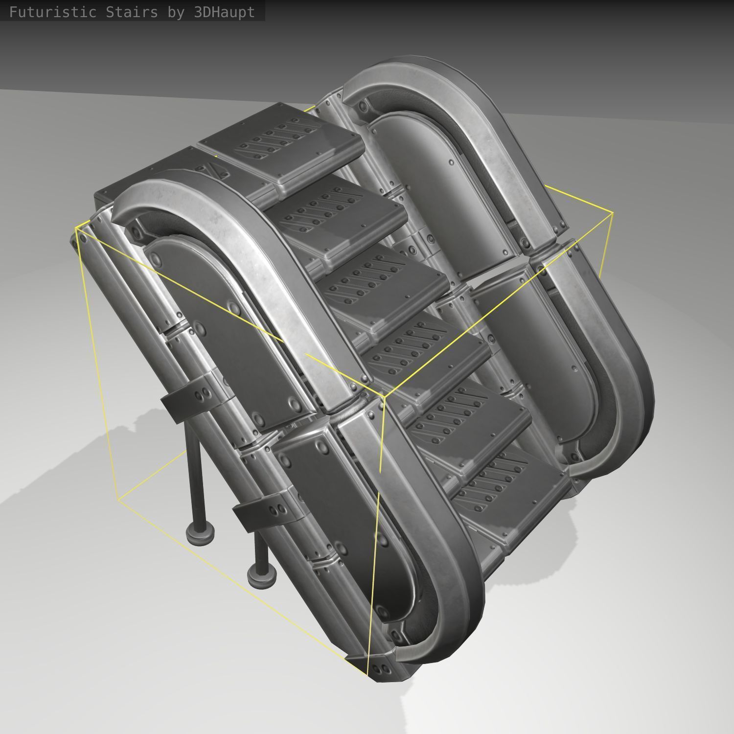 Futuristic Stairs - 32 - Basic Textures Low-poly 3D model_38