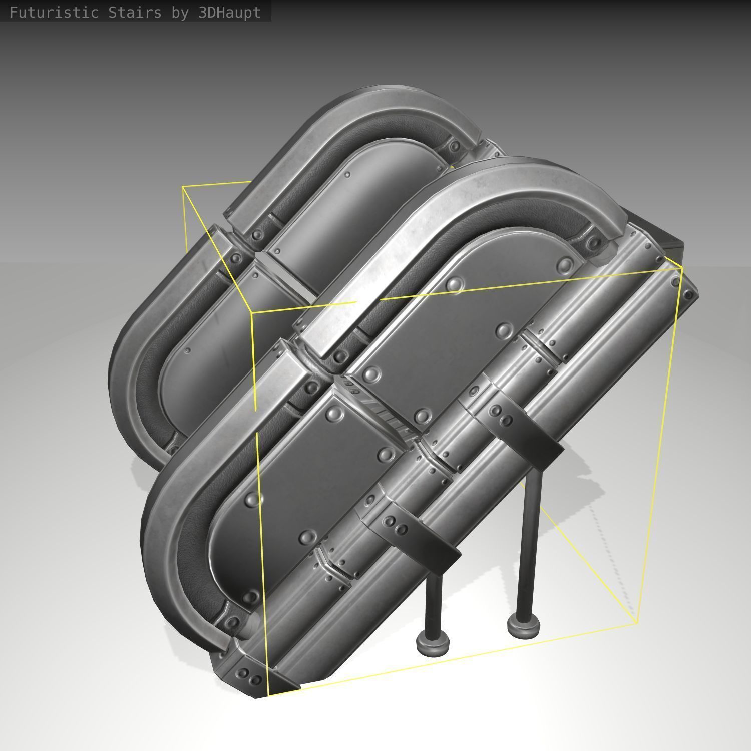 Futuristic Stairs - 32 - Basic Textures Low-poly 3D model_41