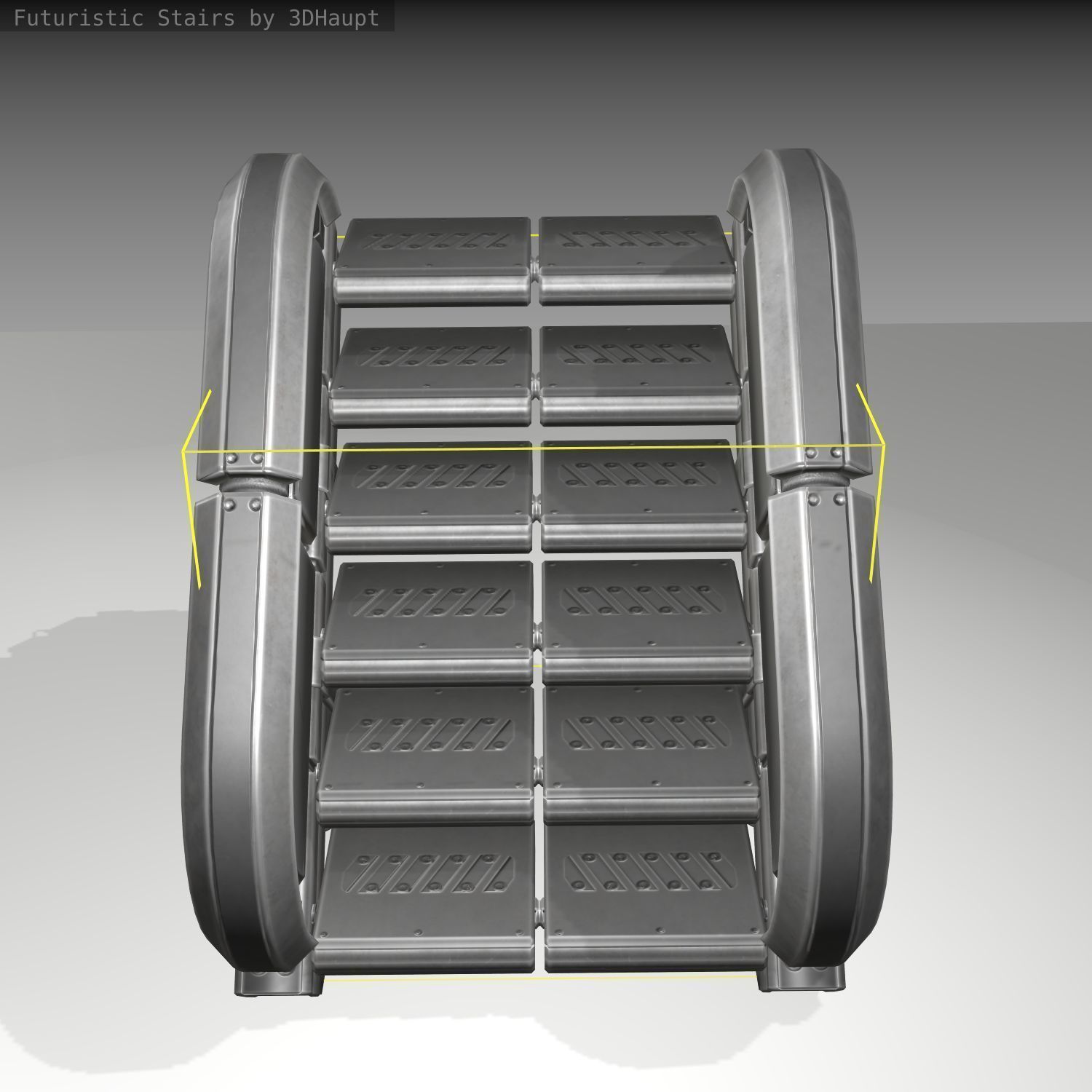 Futuristic Stairs - 32 - Basic Textures Low-poly 3D model_5