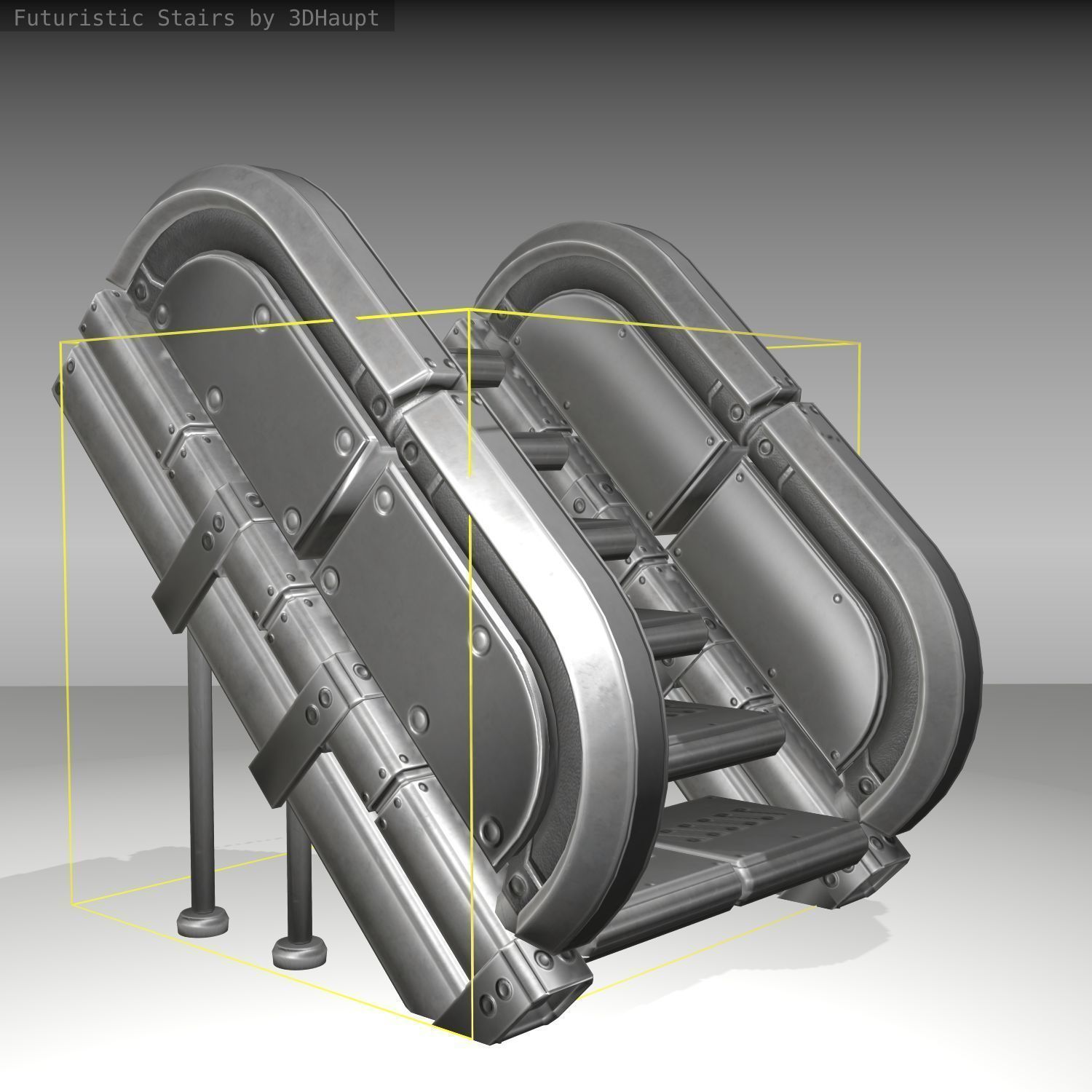Futuristic Stairs - 32 - Basic Textures Low-poly 3D model_21