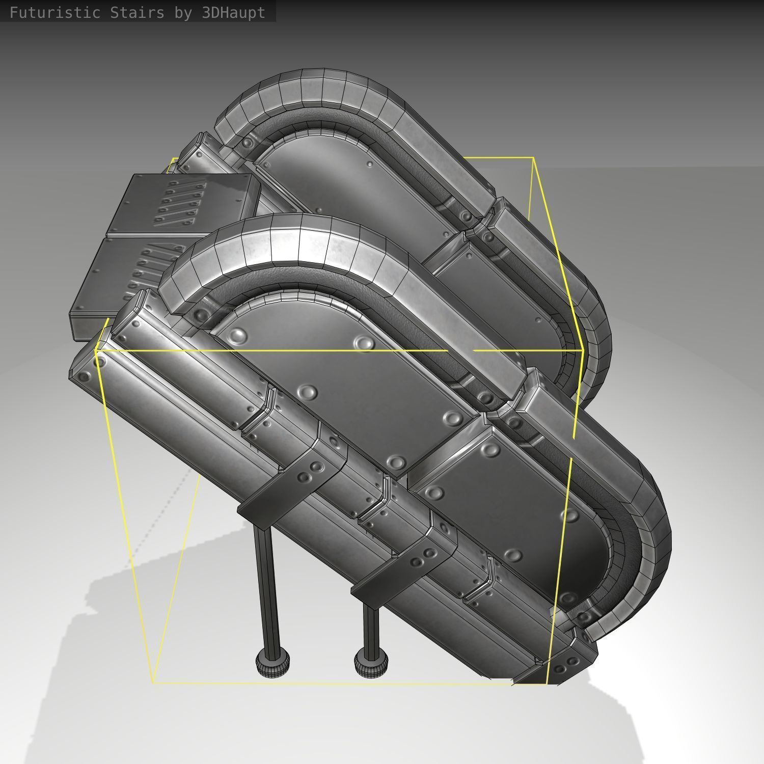Futuristic Stairs - 32 - Basic Textures Low-poly 3D model_8
