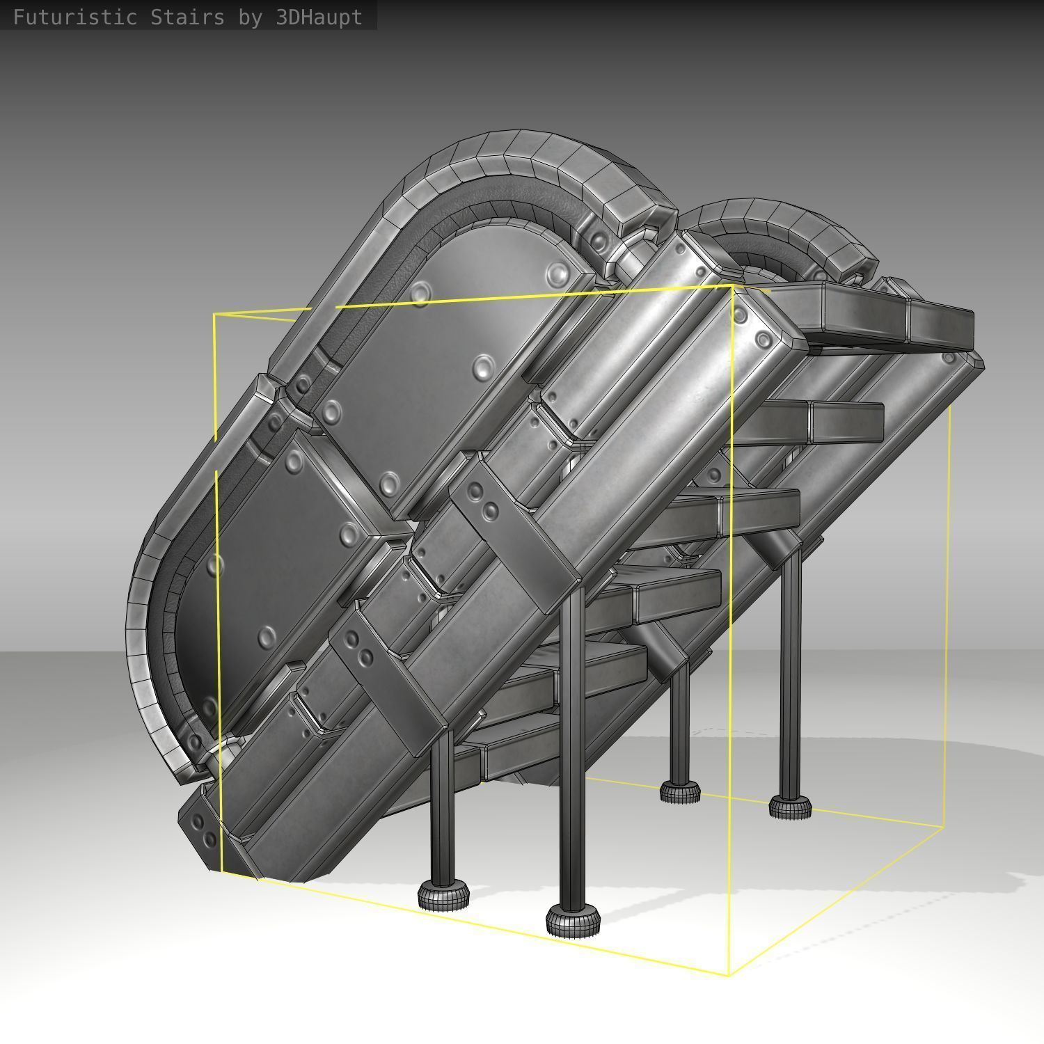 Futuristic Stairs - 32 - Basic Textures Low-poly 3D model_33