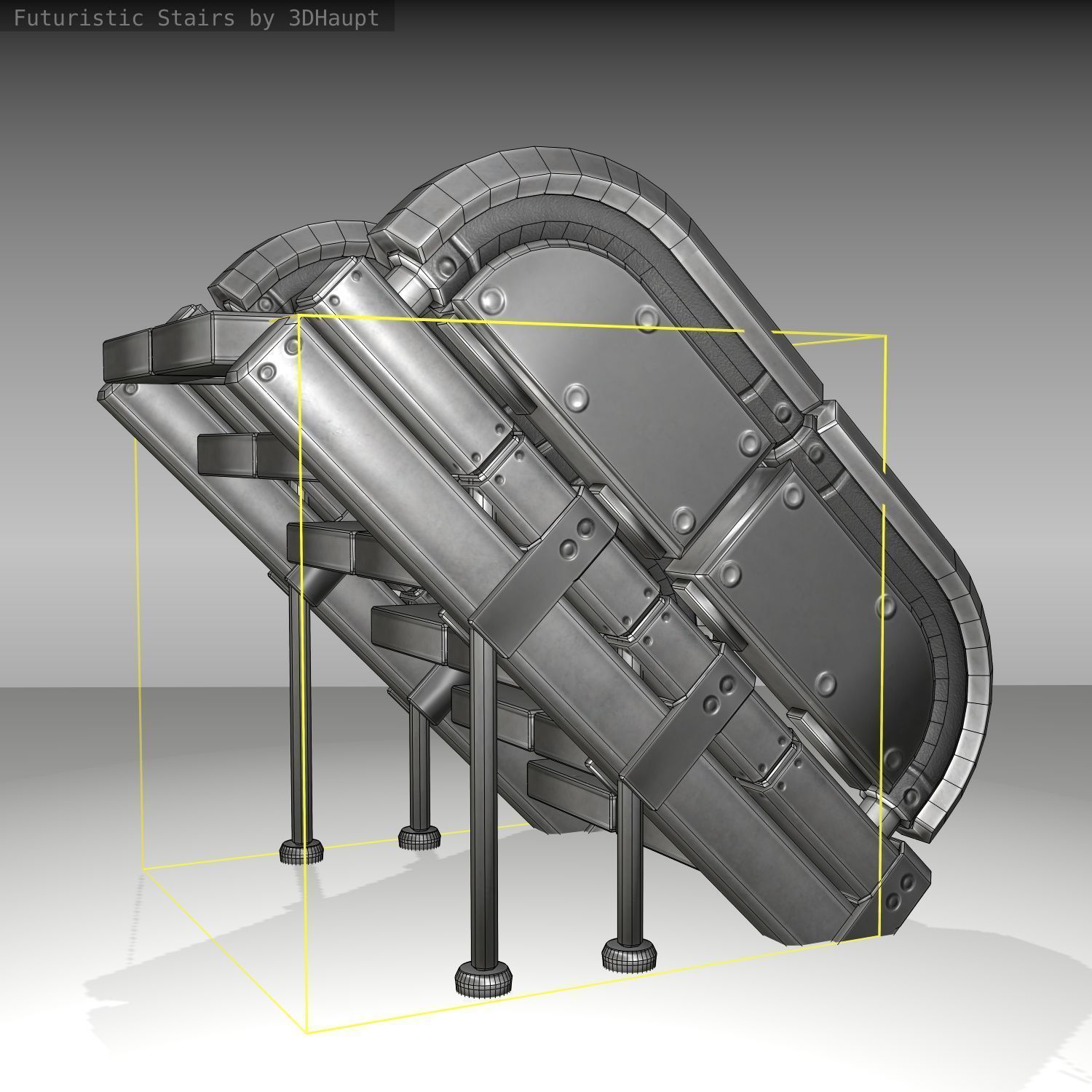 Futuristic Stairs - 32 - Basic Textures Low-poly 3D model_22