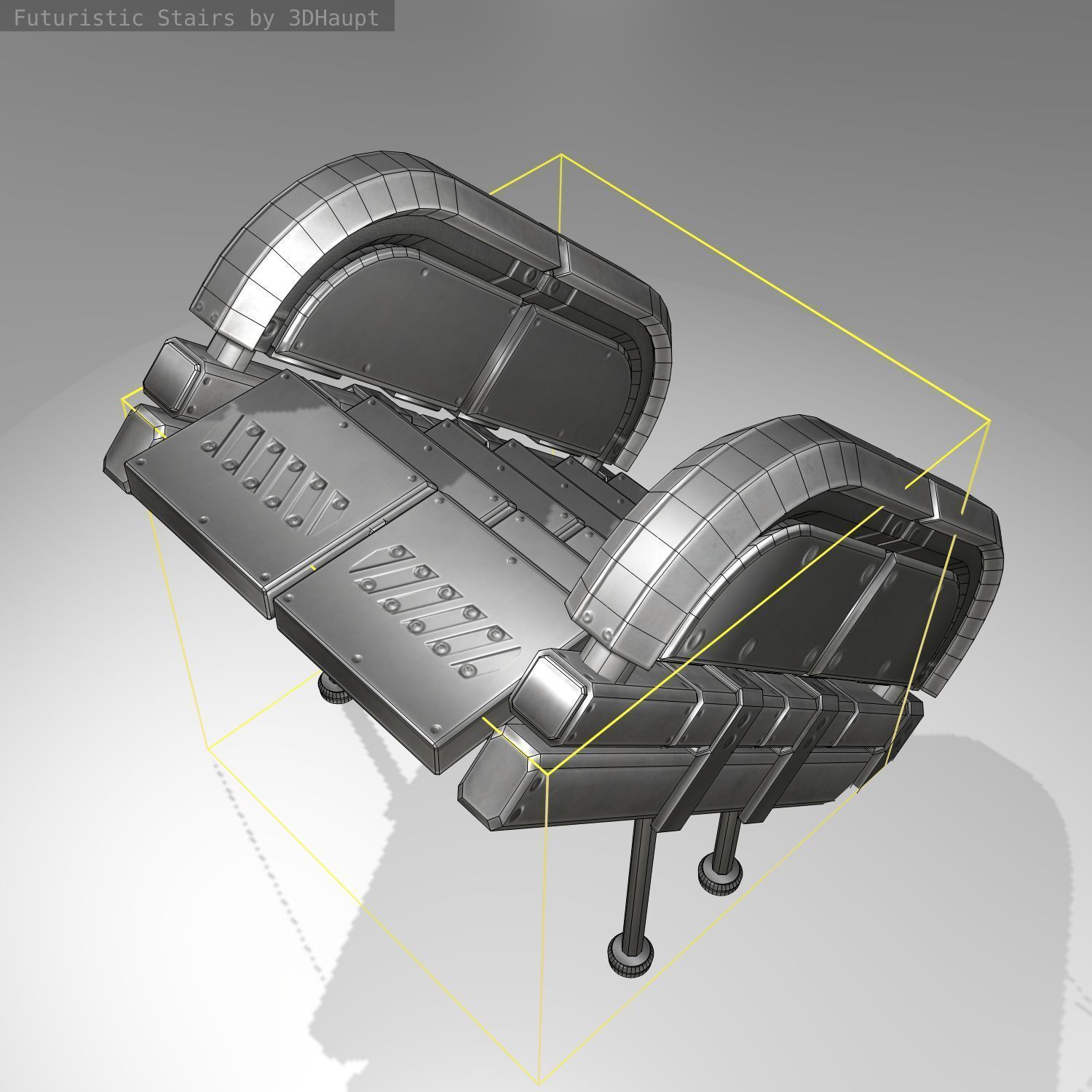 Futuristic Stairs - 32 - Basic Textures Low-poly 3D model_23