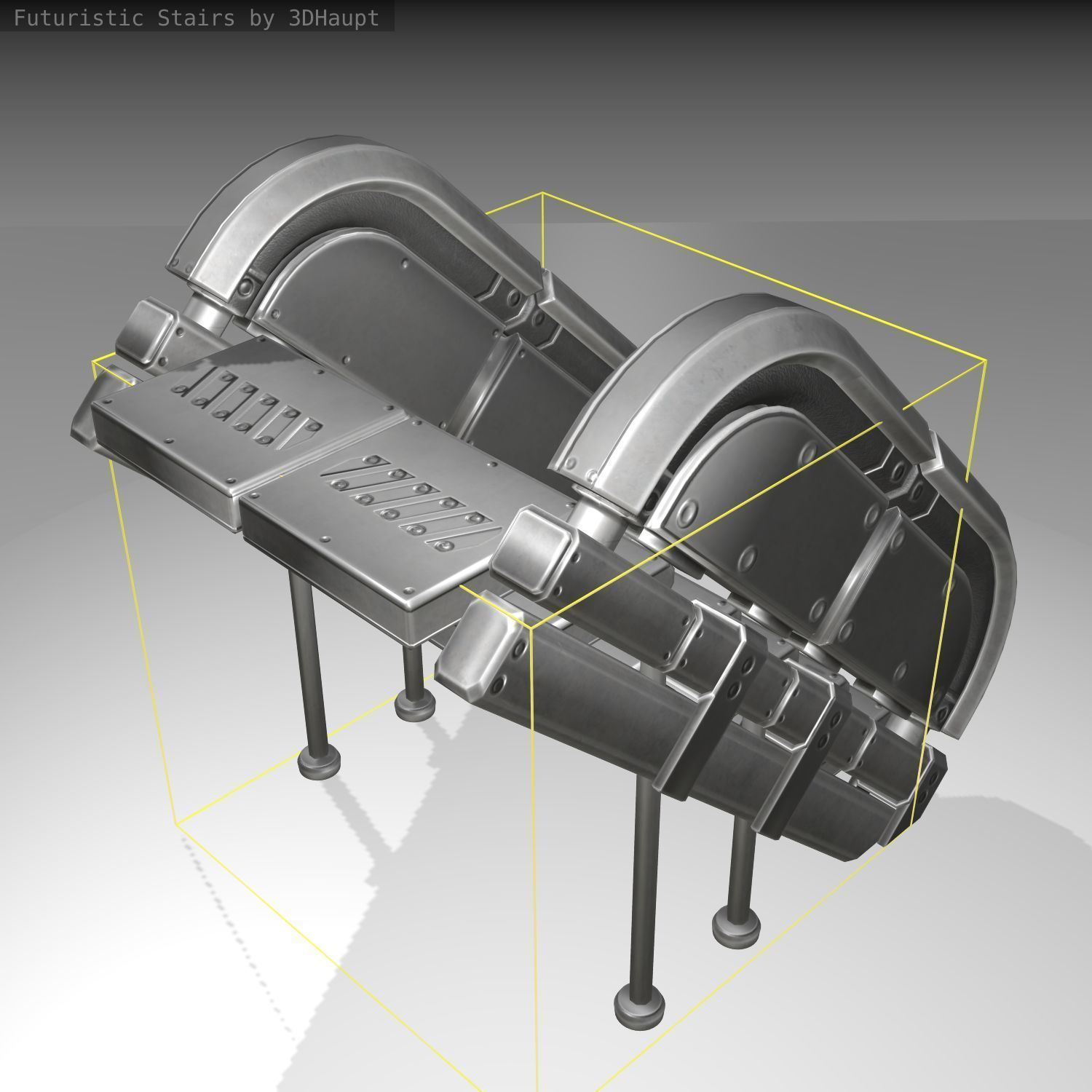 Futuristic Stairs - 32 - Basic Textures Low-poly 3D model_3