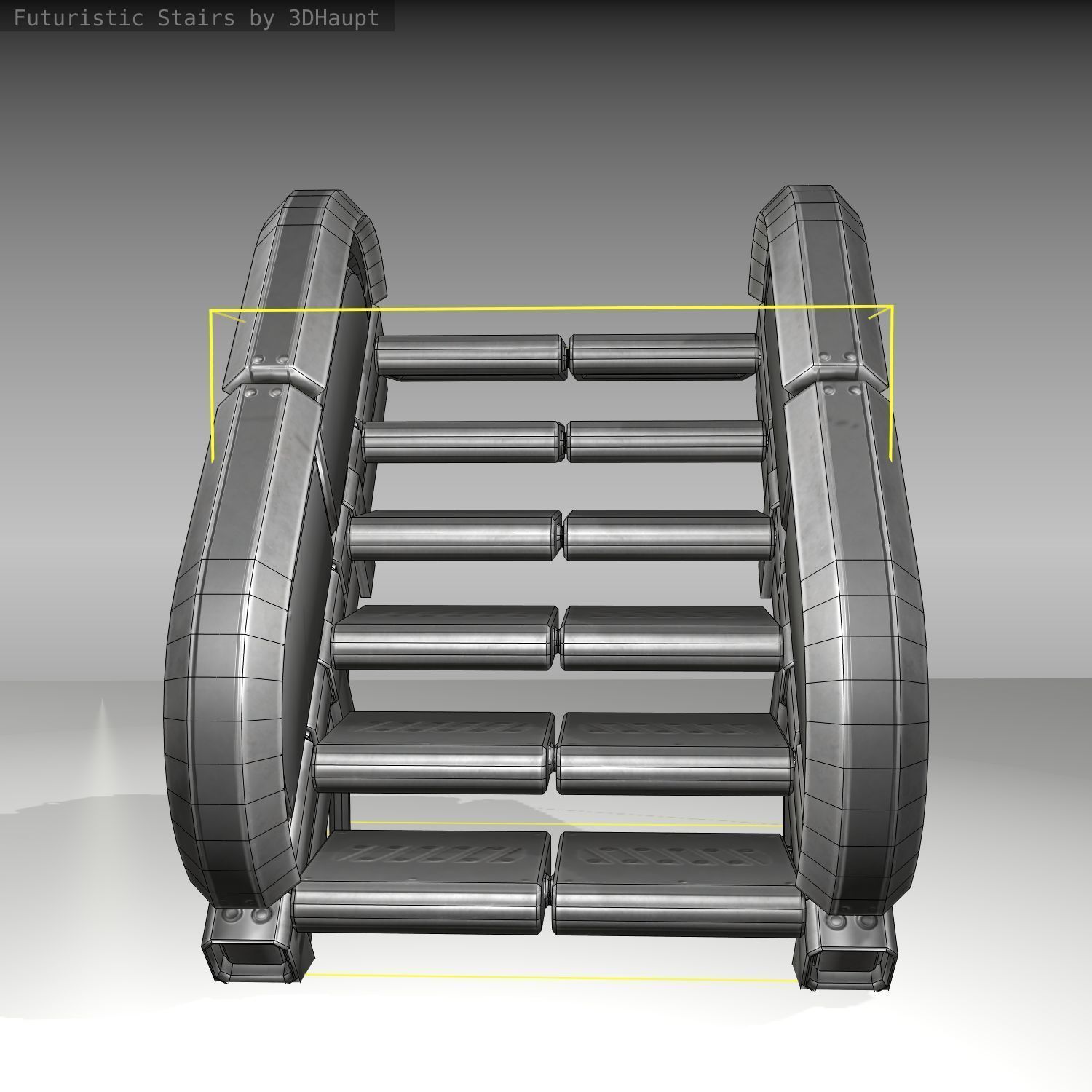 Futuristic Stairs - 32 - Basic Textures Low-poly 3D model_26