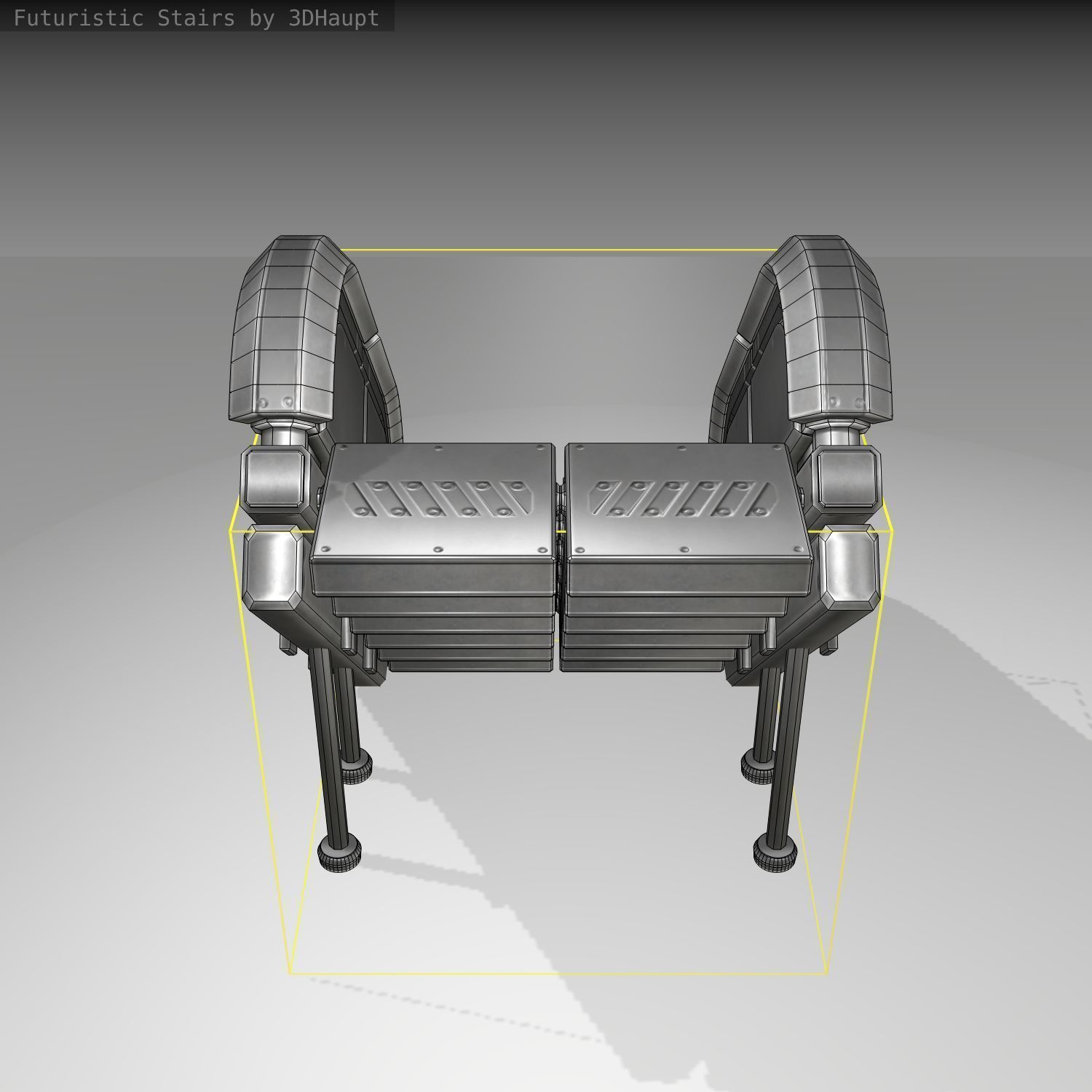 Futuristic Stairs - 32 - Basic Textures Low-poly 3D model_4