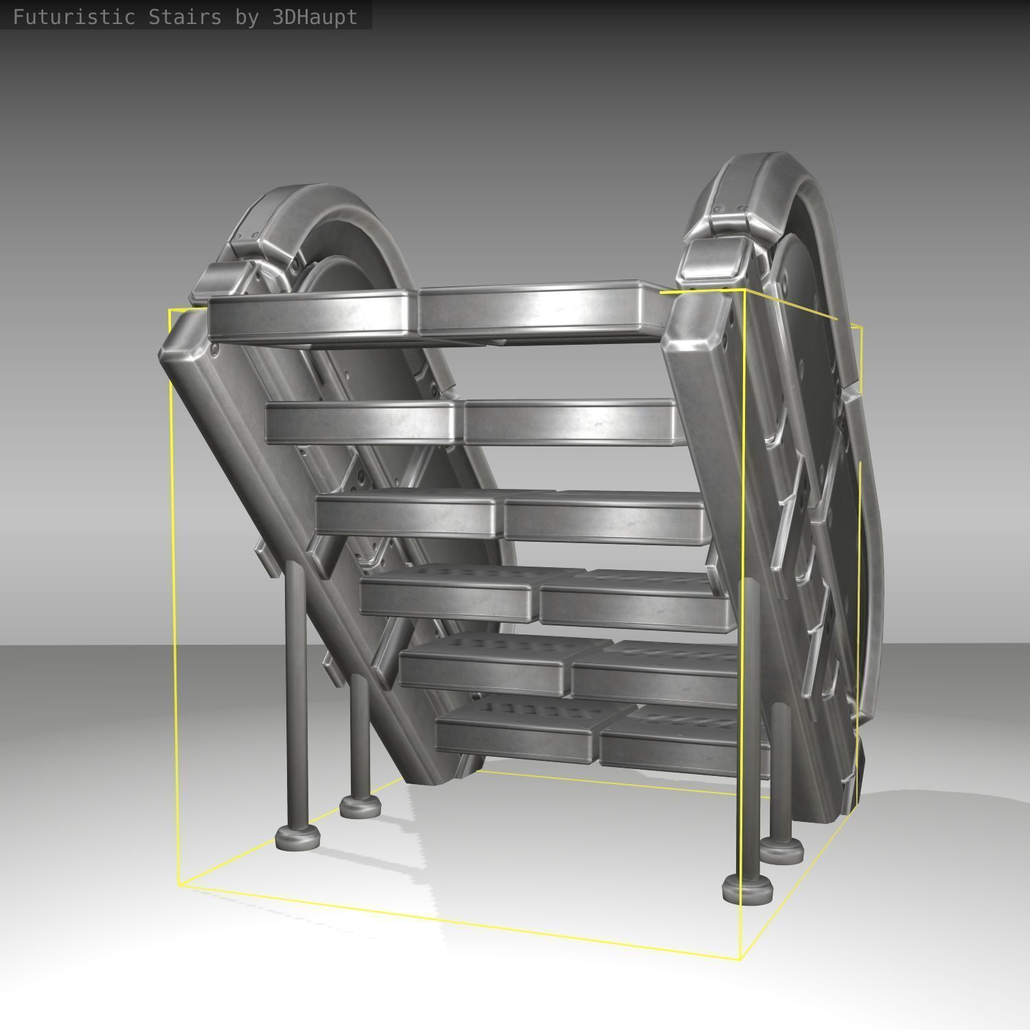 Futuristic Stairs - 32 - Basic Textures Low-poly 3D model_20