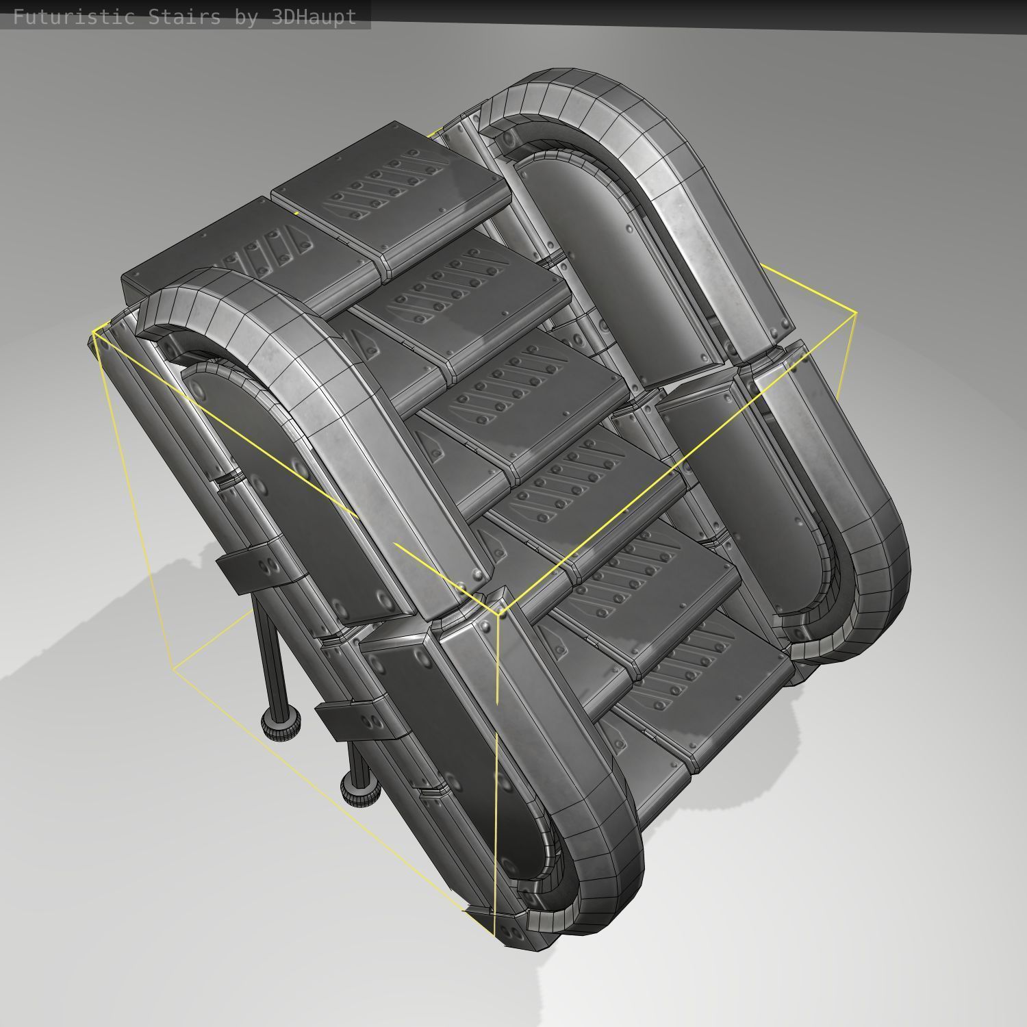 Futuristic Stairs - 32 - Basic Textures Low-poly 3D model_25