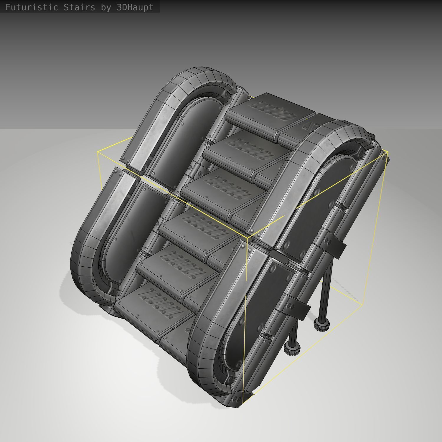 Futuristic Stairs - 32 - Basic Textures Low-poly 3D model_47