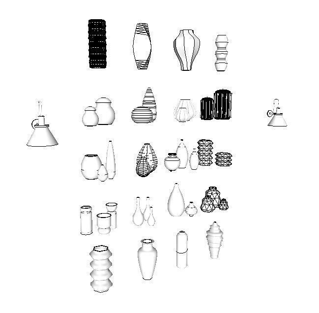 vases decor set Low-poly 3D model_1