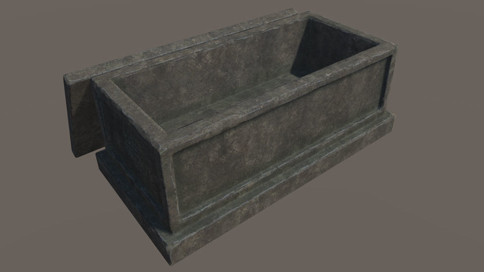 Tomb 4 - PBR concrete box Low-poly 3D model_2