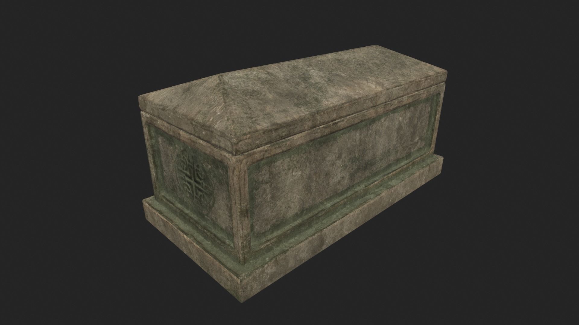 Tomb 4 - PBR concrete box Low-poly 3D model_6