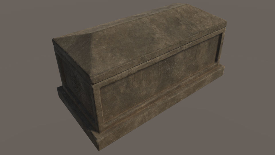 Tomb 4 - PBR concrete box Low-poly 3D model_5