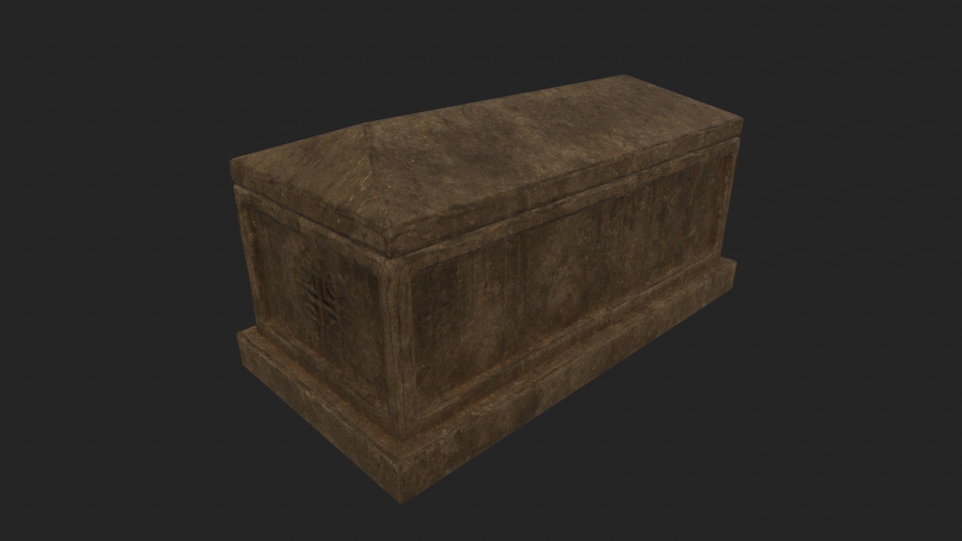 Tomb 4 - PBR concrete box Low-poly 3D model_9