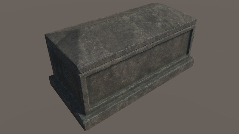 Tomb 4 - PBR concrete box Low-poly 3D model_3