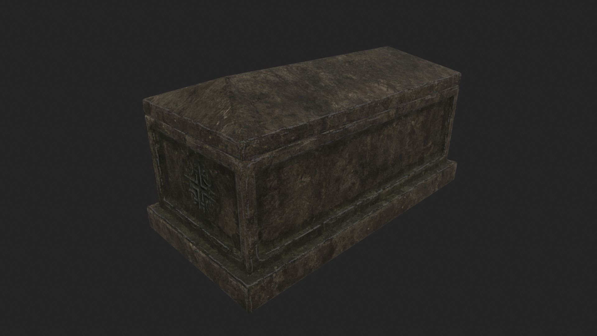 Tomb 4 - PBR concrete box Low-poly 3D model_8