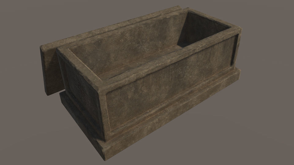 Tomb 4 - PBR concrete box Low-poly 3D model_4
