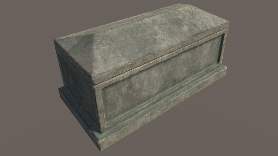 Tomb 4 - PBR concrete box Low-poly 3D model_1