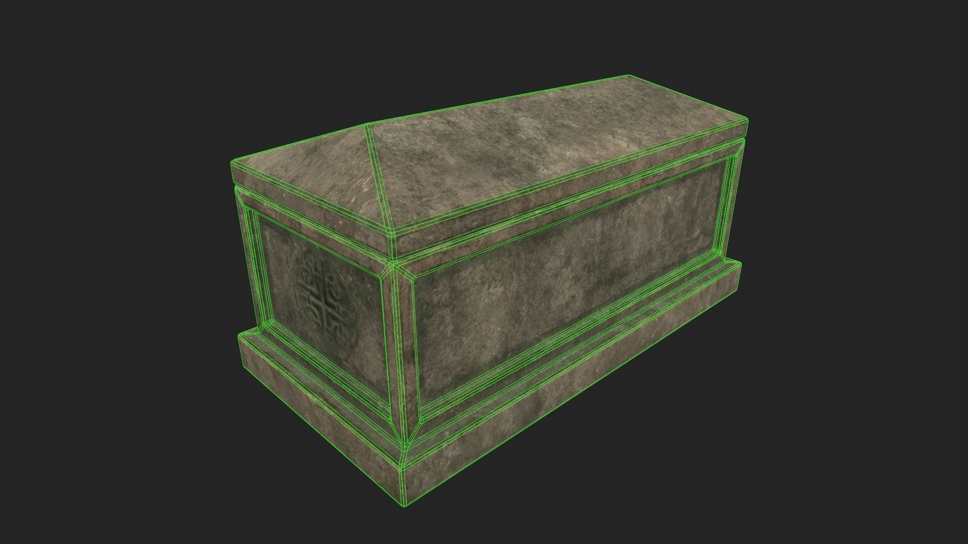 Tomb 4 - PBR concrete box Low-poly 3D model_7