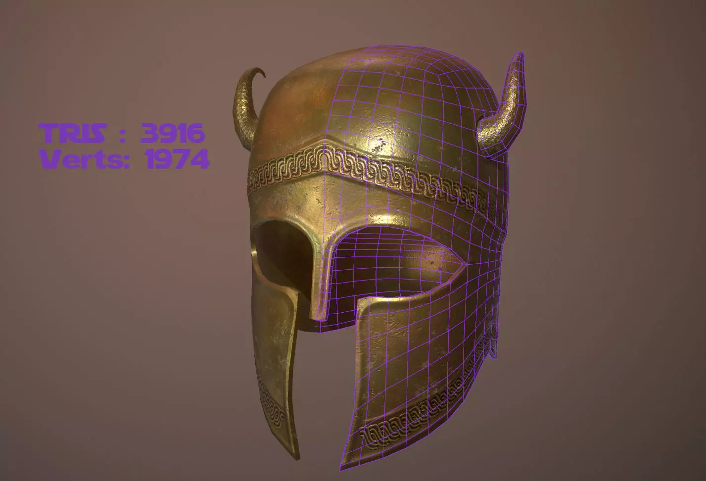 Ancient Helmet Low-poly 3D model_0