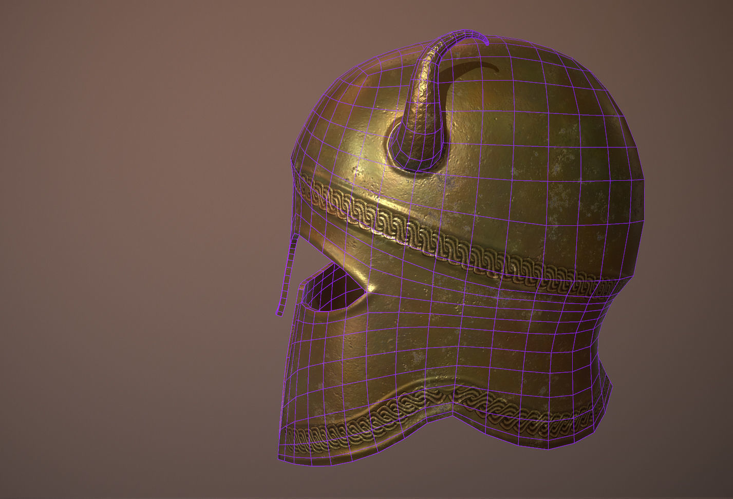 Ancient Helmet Low-poly 3D model_12