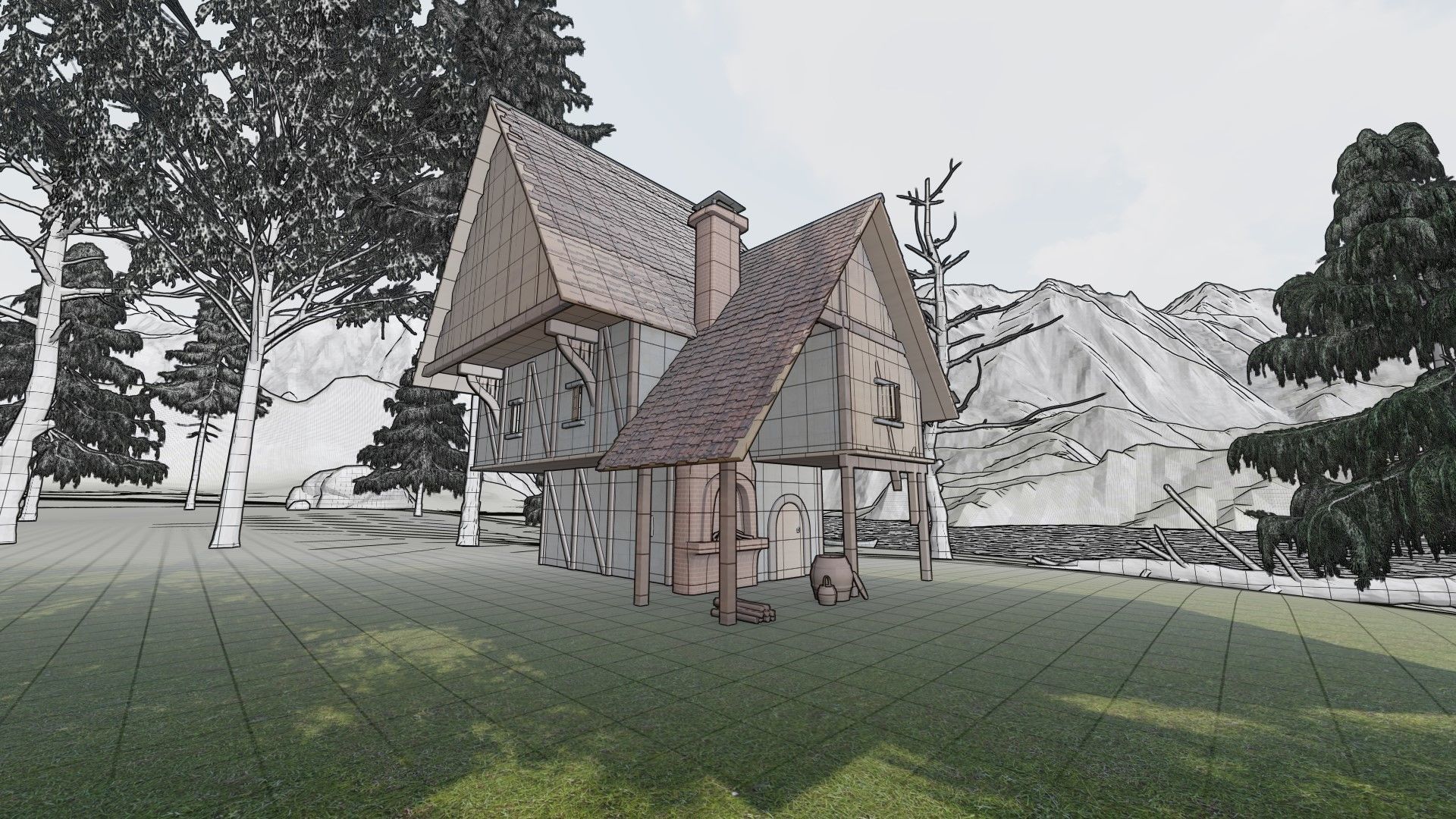 All materials in maya export fbx file Low-poly 3D model_6