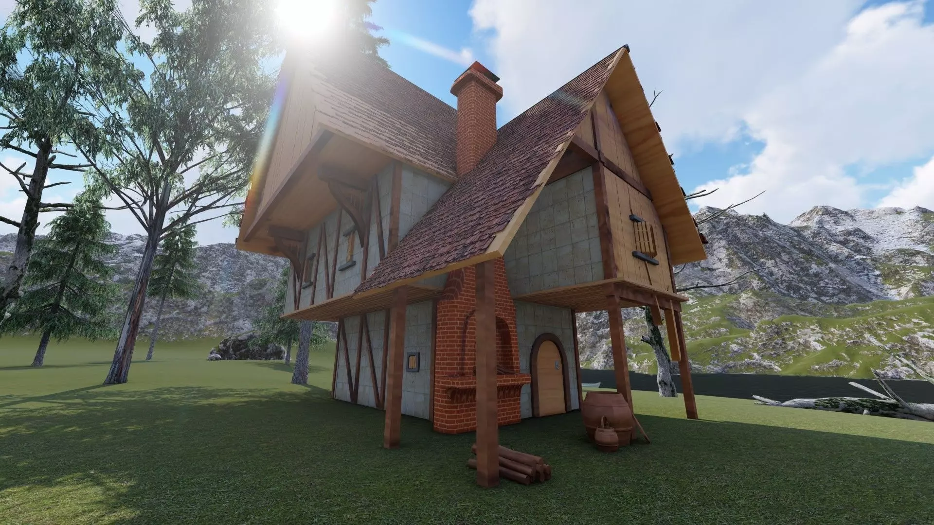 All materials in maya export fbx file Low-poly 3D model_0