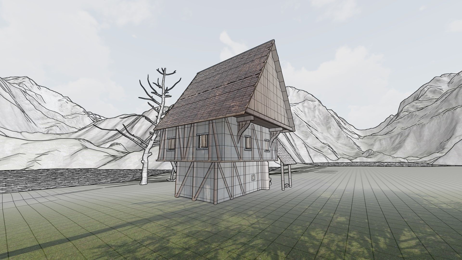 All materials in maya export fbx file Low-poly 3D model_7