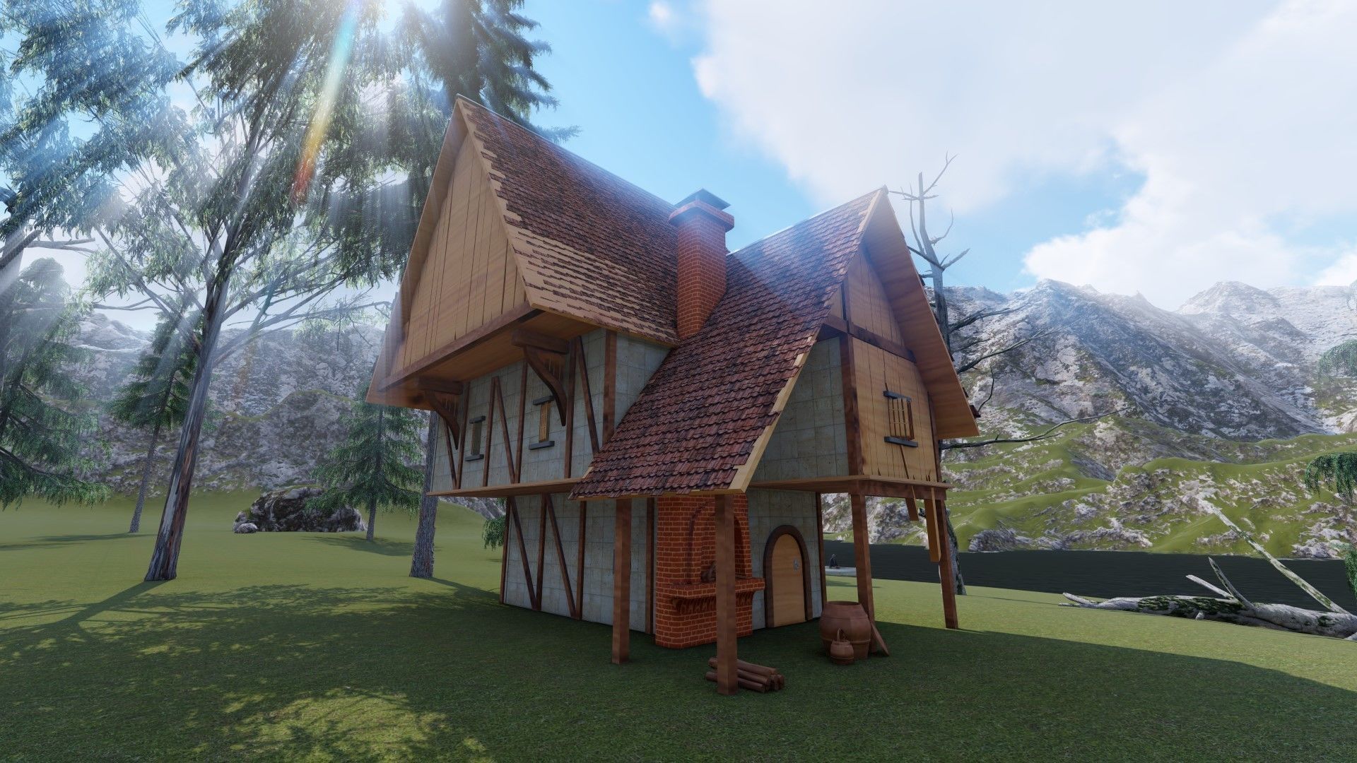 All materials in maya export fbx file Low-poly 3D model_8