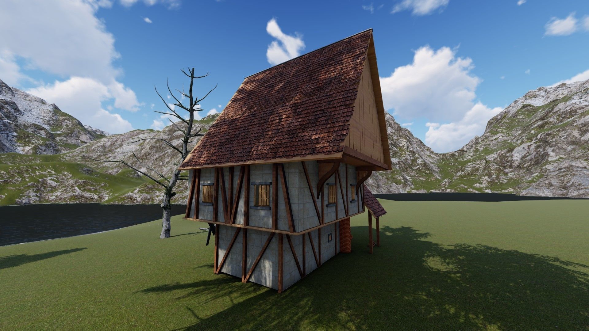 All materials in maya export fbx file Low-poly 3D model_3