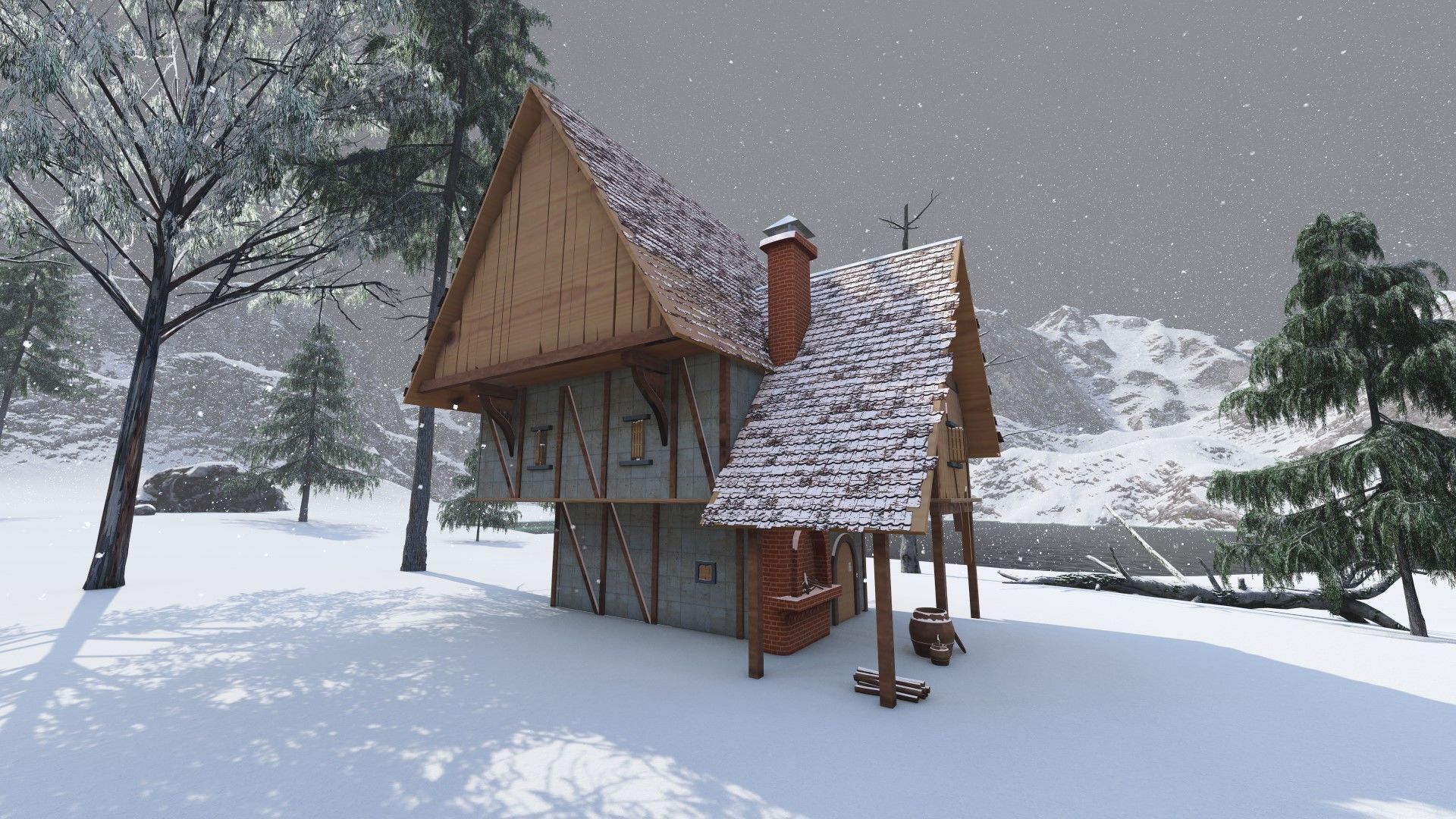 All materials in maya export fbx file Low-poly 3D model_5