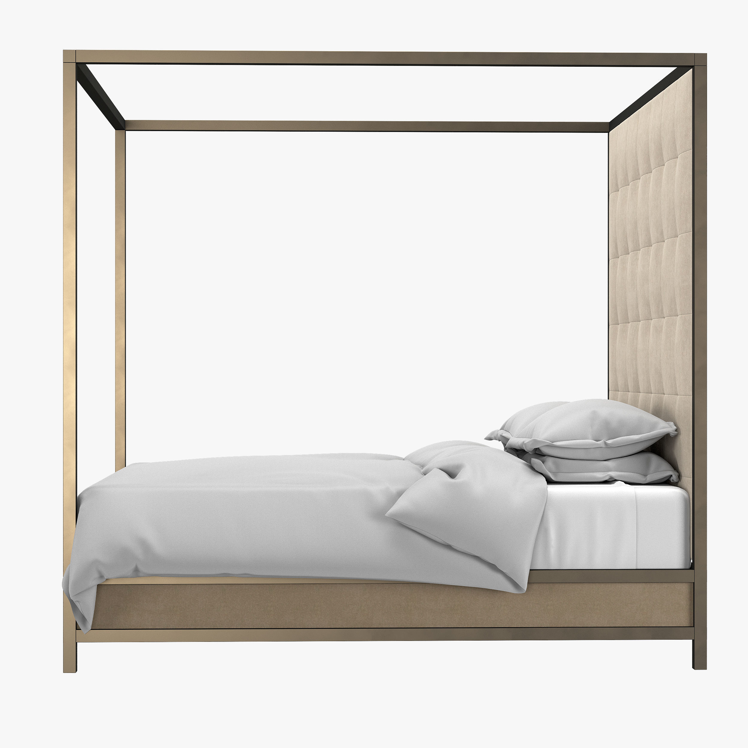 Bed with High Head 3D model_3