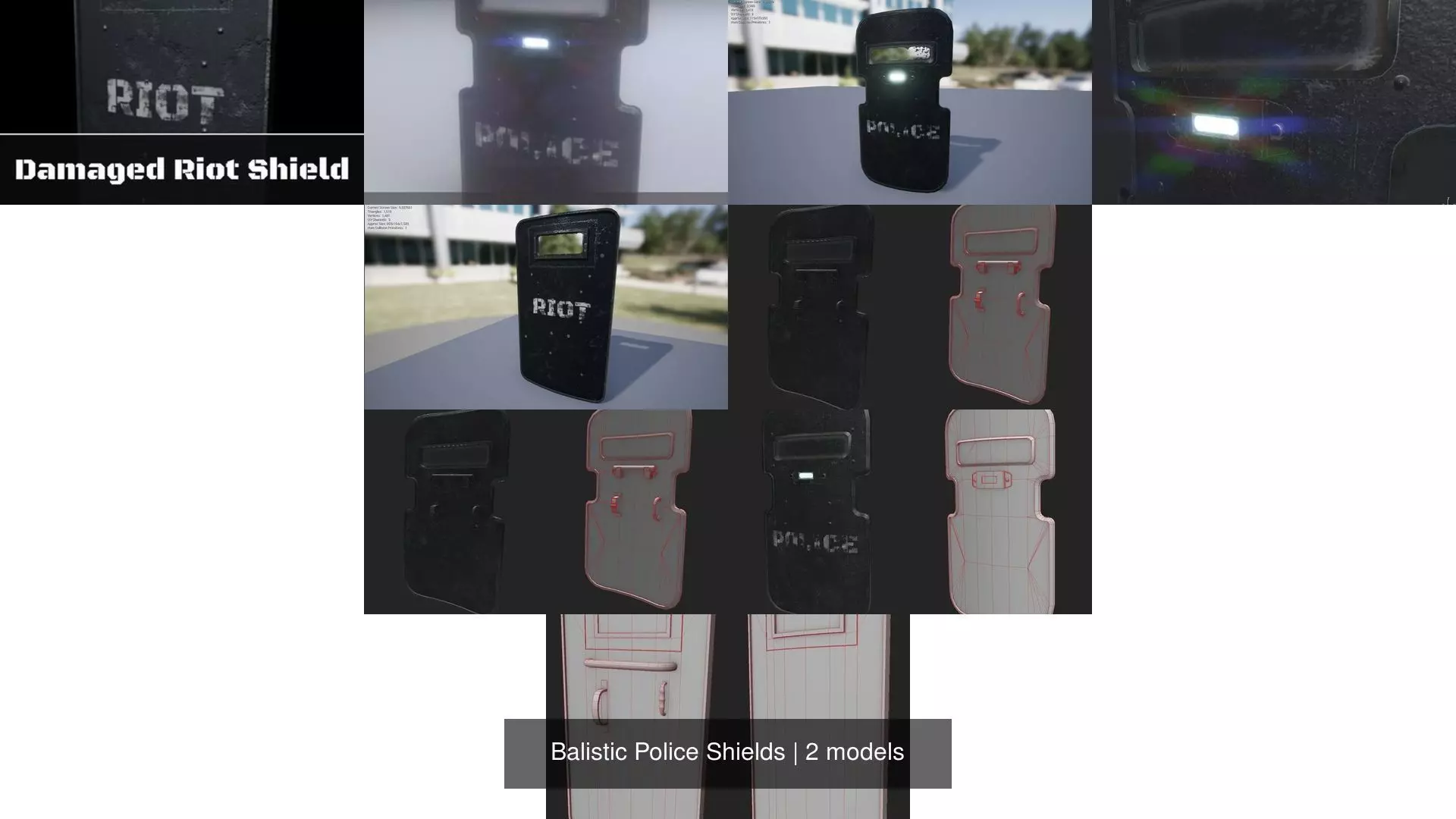 Balistic Police Shields 3D Model Collection_0
