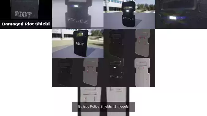 Balistic Police Shields 3D Model Collection