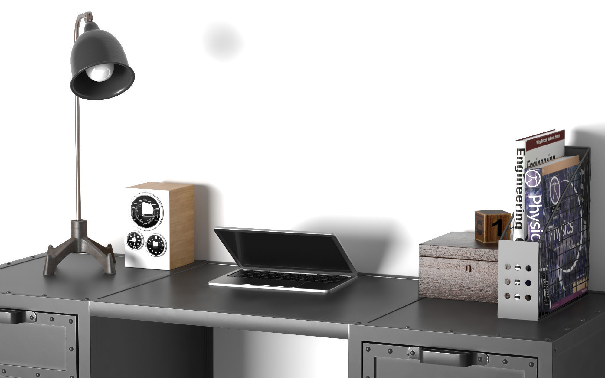 Hopper Storage Desk 3D model_4