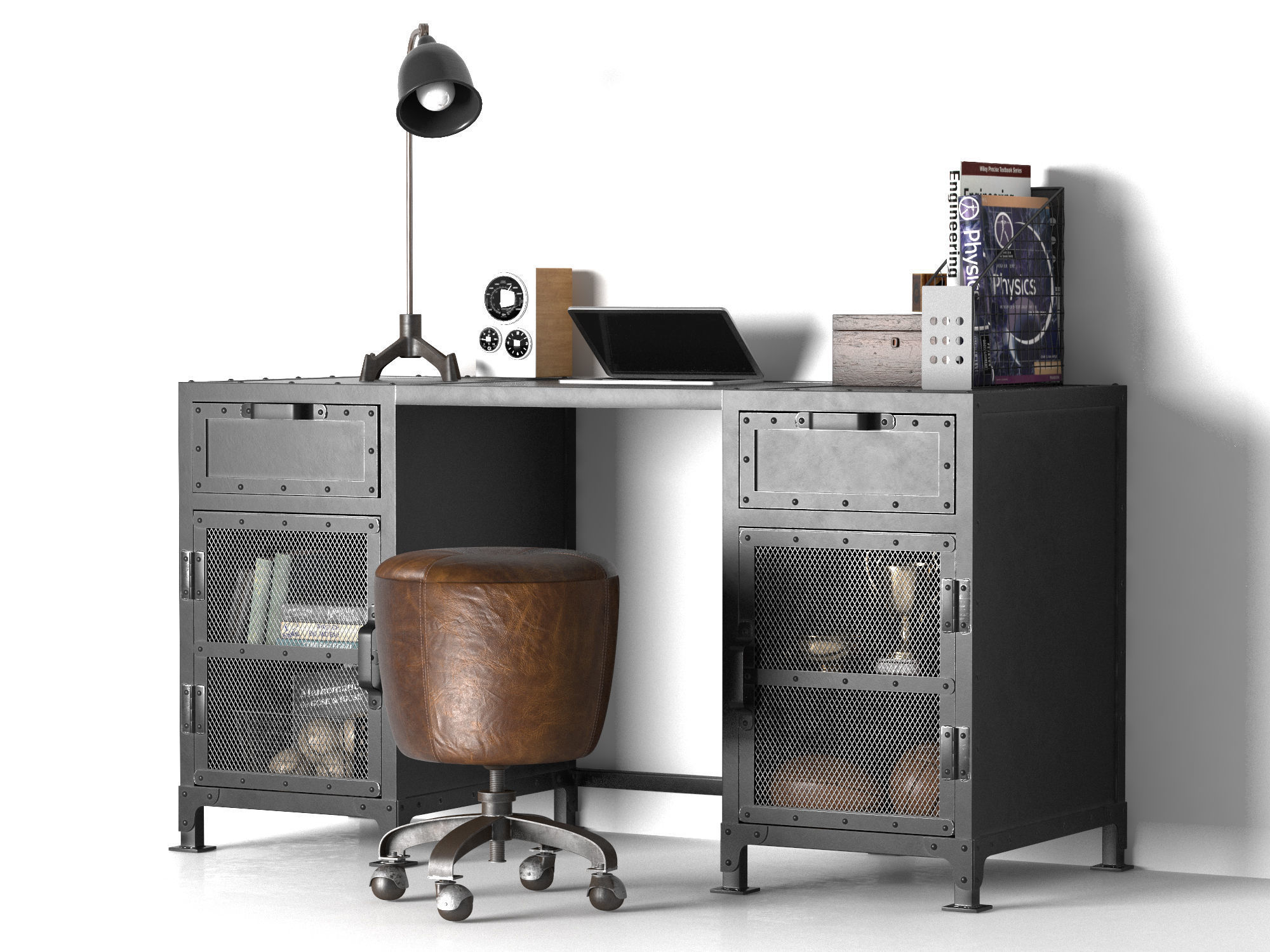 Hopper Storage Desk 3D model_1