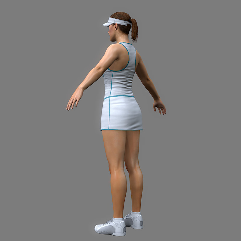Tennis Player Girl Low-poly 3D model_7
