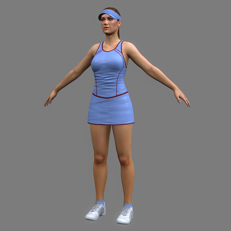 Tennis Player Girl Low-poly 3D model_2
